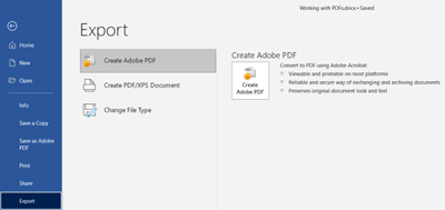 Export and create PDF